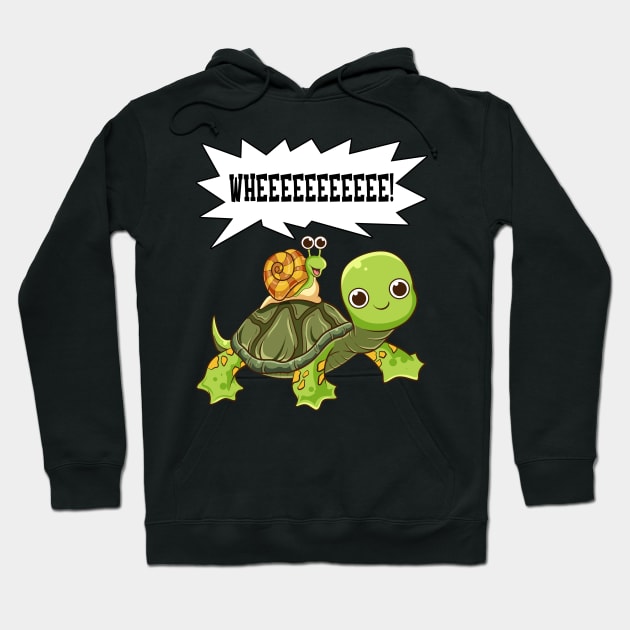 Cute & Funny Snail Riding on Turtle Yelling Whee Hoodie by theperfectpresents